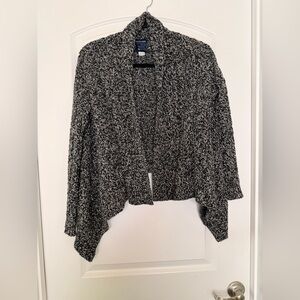 Ralph Lauren Open Front Waterfall Cardigan | Black & White Marled | Size L